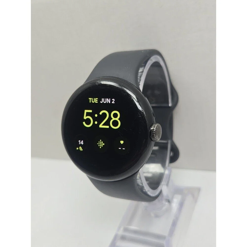Google Pixel Watch 1st Gen GWT9R LTE 4G Black Smartwatch Fitbit Tested - Read